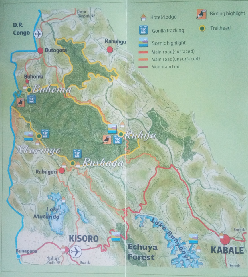 Map of Bwindi Impenetrable Forest National Park