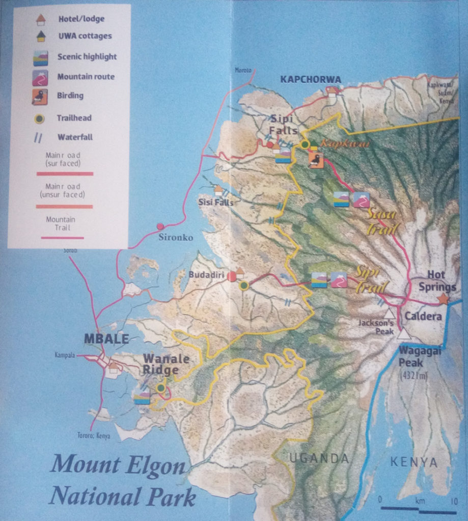 Map of Mount Elgon National Park