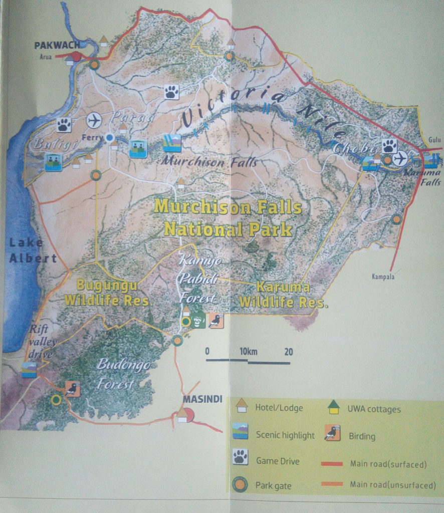Map of Murchison Falls National Park